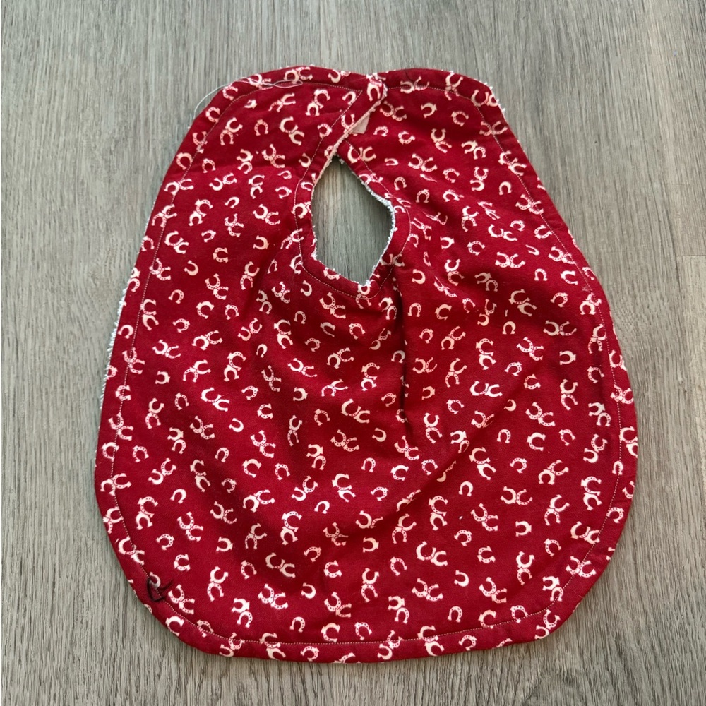 Red Baby Bib with White Pattern